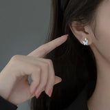 925 Silver Zircon Butterfly Stud Earrings for Women