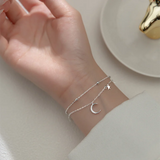 925 Silver Star Moon Chain Bracelet for Women