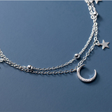 925 Silver Star Moon Chain Bracelet for Women