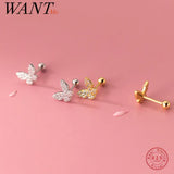 925 Silver Butterfly Spiral Stud Earrings