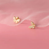 925 Silver Butterfly Spiral Stud Earrings