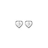 925 Silver Love Heart Pearl Stud Earrings Wedding Jewelry
