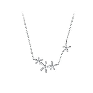 925 Silver Flower Pendant Necklace for Women Wedding
