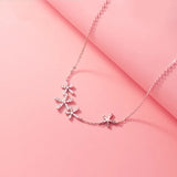 925 Silver Flower Pendant Necklace for Women Wedding