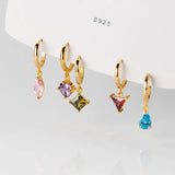 925 Silver Geometric Zircon Pendant Earrings for Women
