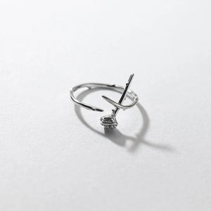925 Silver Open Finger Rose Flower Ring Women Charm Party Jewelry