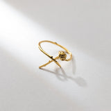 925 Silver Open Finger Rose Flower Ring Women Charm Party Jewelry