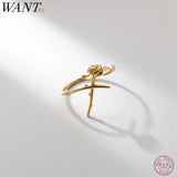 925 Silver Open Finger Rose Flower Ring Women Charm Party Jewelry