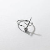 925 Silver Open Finger Rose Flower Ring Women Charm Party Jewelry