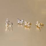 925 Silver Zircon Butterfly Ear Clip Loop Jewelry