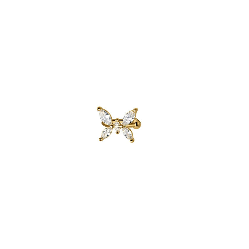 925 Silver Zircon Butterfly Ear Clip Loop Jewelry