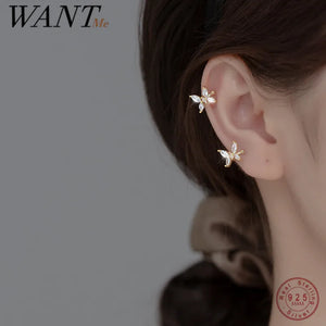 925 Silver Zircon Butterfly Ear Clip Loop Jewelry