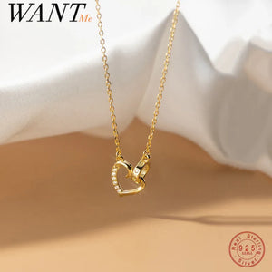 925 Silver Love Heart Hanging Necklace for Women