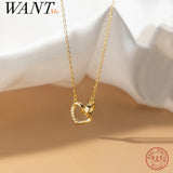 925 Silver Love Heart Hanging Necklace for Women