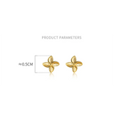925 Silver Four Petal Flower Stud Earrings Women Teens Kids Jewelry