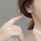 925 Silver Four Petal Flower Stud Earrings Women Teens Kids Jewelry