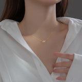 925 Silver Leaf Zircon Pendant Clavicle Necklace for Women