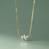 925 Silver Leaf Zircon Pendant Clavicle Necklace for Women