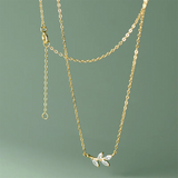 925 Silver Leaf Zircon Pendant Clavicle Necklace for Women