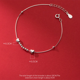 925 Silver Heart Link Charm Bracelet Wedding Jewelry