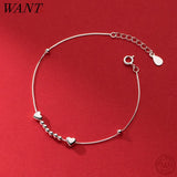 925 Silver Heart Link Charm Bracelet Wedding Jewelry