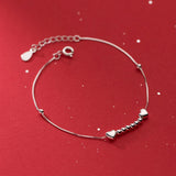 925 Silver Heart Link Charm Bracelet Wedding Jewelry