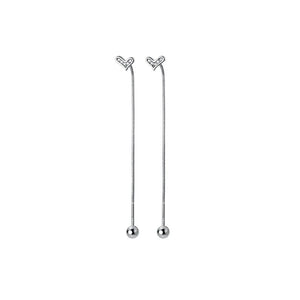 925 Silver Heart Snake Bone Tassel Earrings for Women