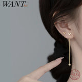925 Silver Heart Snake Bone Tassel Earrings for Women