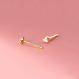 925 Silver Heart Zircon Small Stud Earrings Women Party Accessories