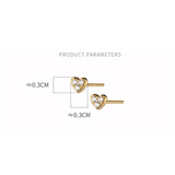 925 Silver Heart Zircon Small Stud Earrings Women Party Accessories