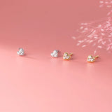 925 Silver Heart Zircon Small Stud Earrings Women Party Accessories