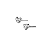 925 Silver Heart Zircon Small Stud Earrings Women Party Accessories