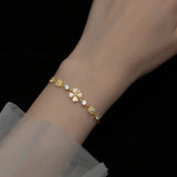 925 Silver Opal Flower Charm Bracelet for Women Wedding