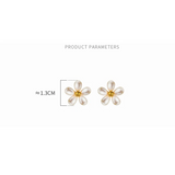 925 Silver Pearl Flower Stud Earrings 18K Plated Gift