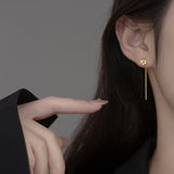 925 Silver Plated 18k Rose Flower Ear Thread Drop Earrings