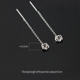 925 Silver Plated 18k Rose Flower Ear Thread Drop Earrings