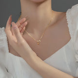 925 Silver Red Rose Flower Necklace Zircon Proposal Wedding Jewelry