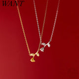 925 Silver Red Rose Flower Necklace Zircon Proposal Wedding Jewelry
