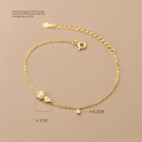 925 Silver Romantic Rose Flower Heart Zircon Bracelet