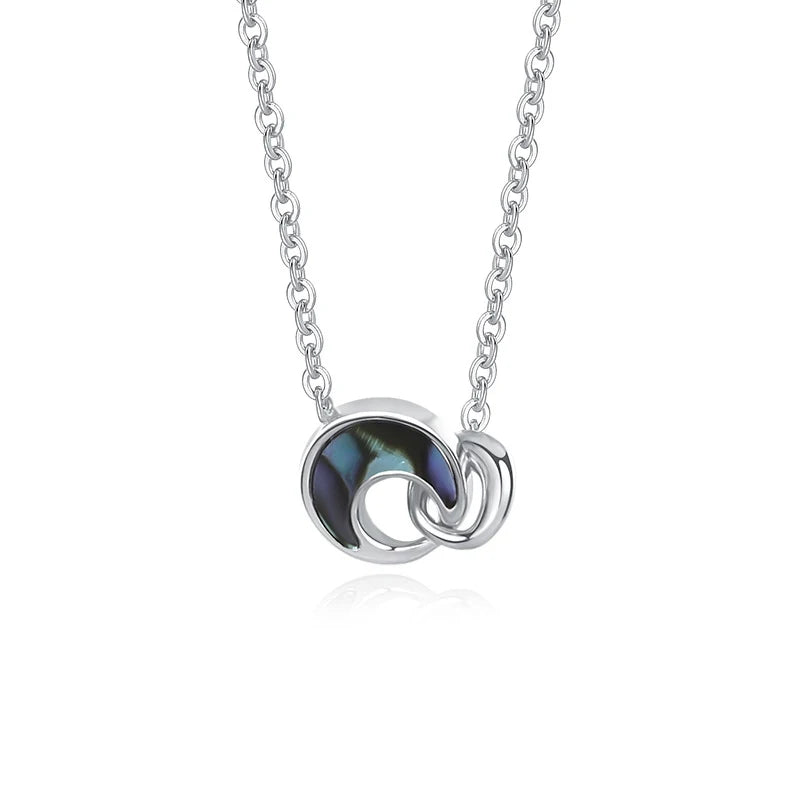925 Silver Round Buckle Abalone Shell Charm Necklace