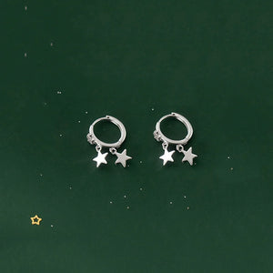 925 Silver Star Zircon Tassel Pendant Earrings for Women