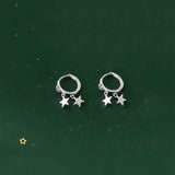 925 Silver Star Zircon Tassel Pendant Earrings for Women