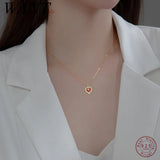 925 Silver Red Agate Love Heart Pendant Necklace for Women