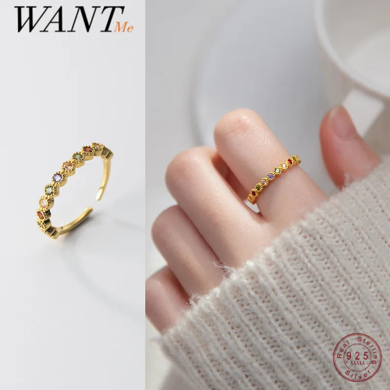 925 Silver Colored Zircon Lace Open Finger Ring for Women