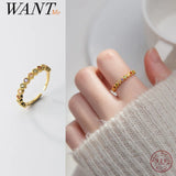925 Silver Colored Zircon Lace Open Finger Ring for Women
