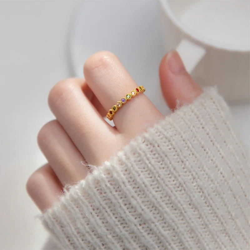 925 Silver Colored Zircon Lace Open Finger Ring for Women