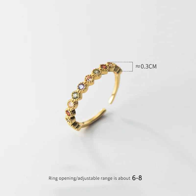925 Silver Colored Zircon Lace Open Finger Ring for Women
