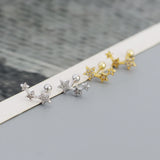 925 Silver Star Zircon Stud Earrings Women Teen Party Piercing Jewelry