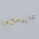 925 Silver Star Zircon Stud Earrings Women Teen Party Piercing Jewelry