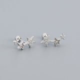 925 Silver Star Zircon Stud Earrings Women Teen Party Piercing Jewelry